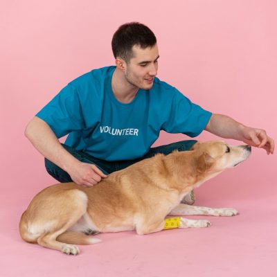 thérapie comportementale chien Un homme qui fait suivre une thérapie comportementale au chien